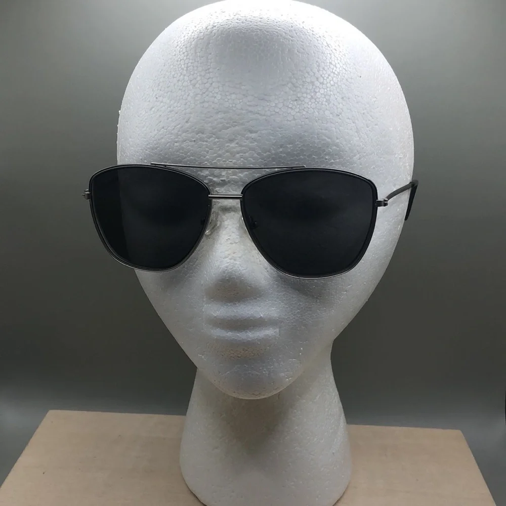 Nicole Miller Carmel C03 Matte Silver Gunmetal Pilot Sunglasses 57-14-140 UNISEX